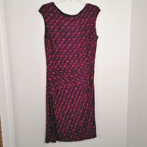Lauren Ralph Lauren magenta printed sleeveless midi dress. Size 14